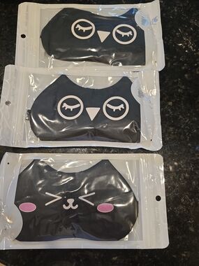 Source Unknown Black Cute Owl & Cat Women's Face Masks (3-Pack)